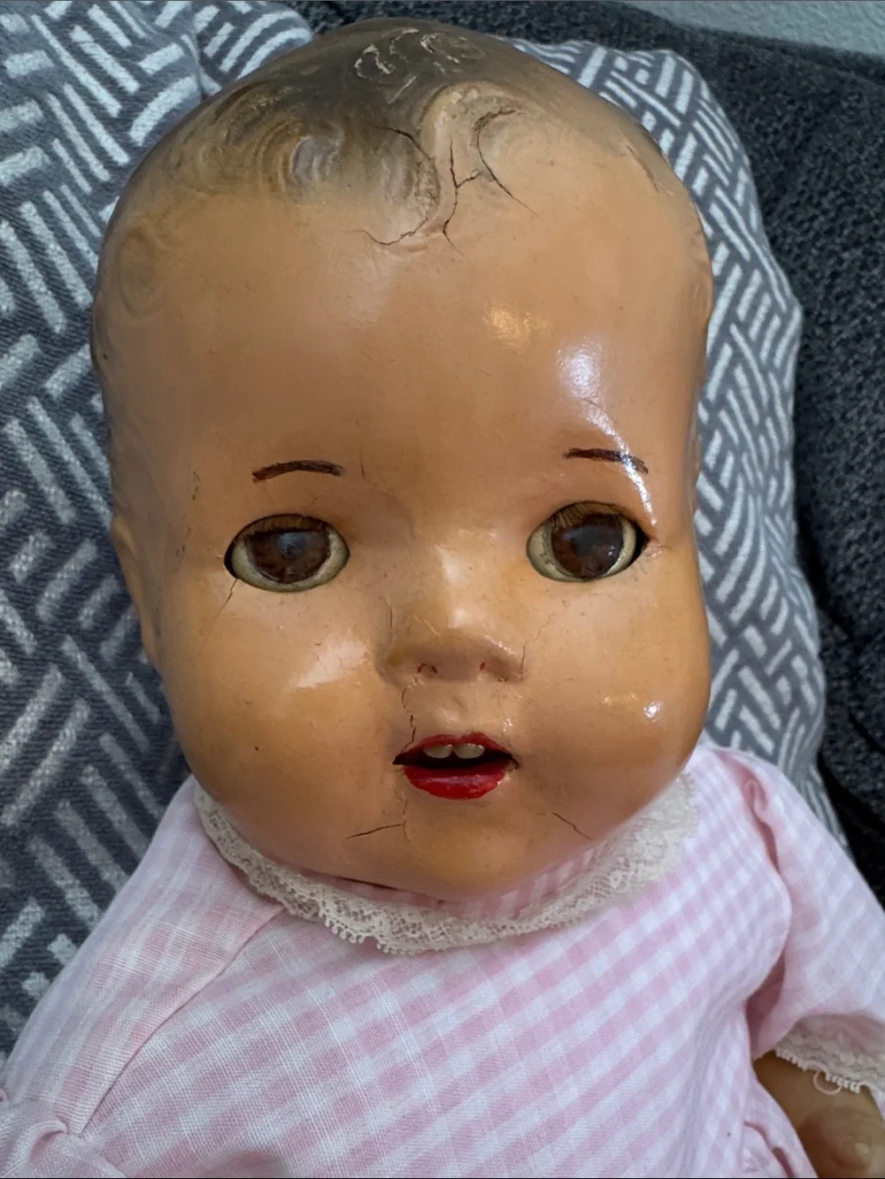 Vintage Creepy 1930’s Composition Baby Doll with teeth